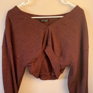 Brown long sleeve crop top